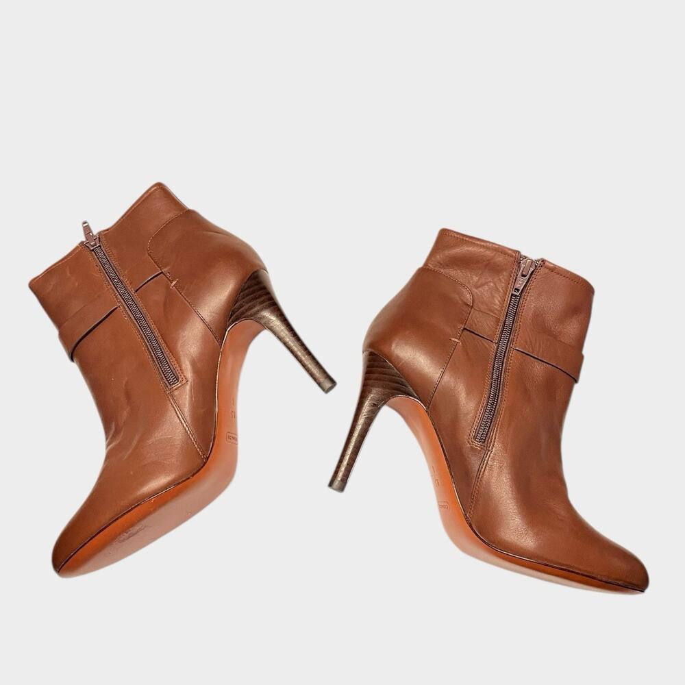 NWOT COACH Mason Brown Leather Ankle Boots Size 9.5 Stiletto Buckle - Picture 3 of 11